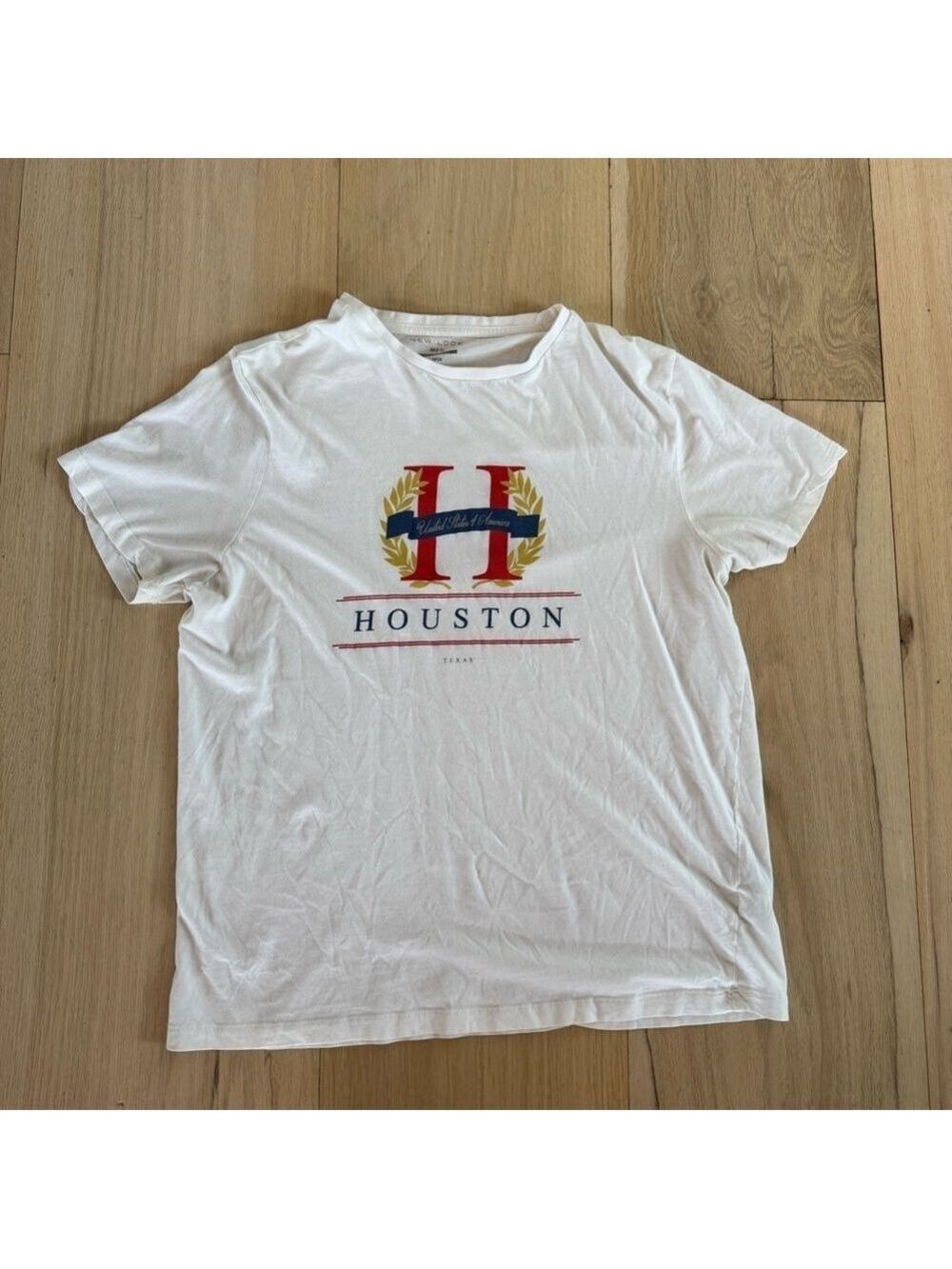 New Look Off White Houston Texas Regular Fit Short Sleeve Tee Shirt Size Large